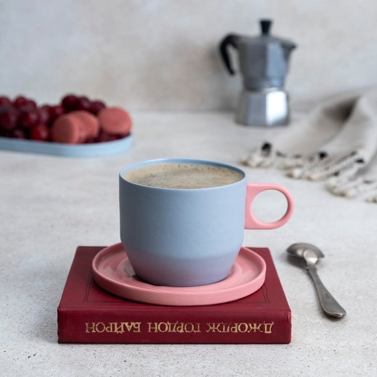 Zeep Naturals | Lydia Collection Modern Conic Coffee/Tea Cup with Saucer | Zeep Naturals brings you handcrafted soaps, organic cotton towels, and artisan kitchen essentials — all inspired by nature. Discover simple, sustainable living with products designed to soothe your senses and your home.