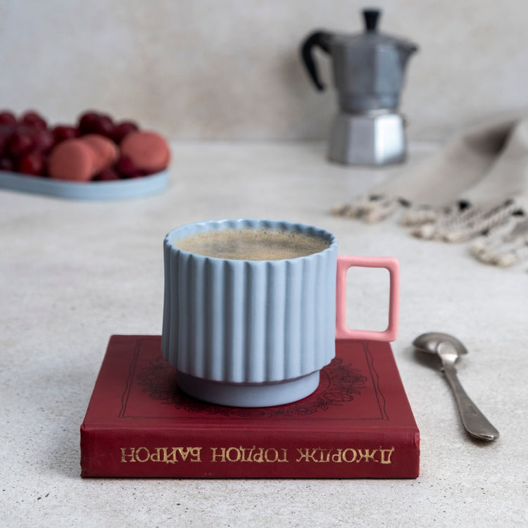 Zeep Naturals | Lydia Collection Modern Ribbed Coffee/Tea Cup Mistral Pink | Zeep Naturals brings you handcrafted soaps, organic cotton towels, and artisan kitchen essentials — all inspired by nature. Discover simple, sustainable living with products designed to soothe your senses and your home.