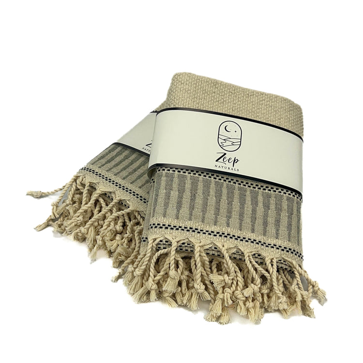 Zeep Naturals | Backgammon Towels Gray-Black Border | Zeep Naturals brings you handcrafted soaps, organic cotton towels, and artisan kitchen essentials — all inspired by nature. Discover simple, sustainable living with products designed to soothe your senses and your home.
