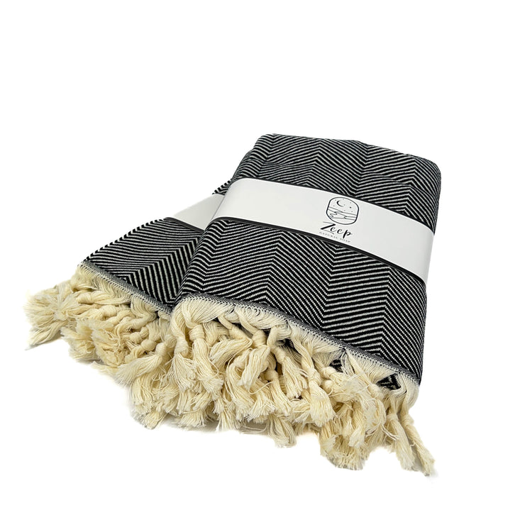 Zeep Naturals | Black Towels Herringbone | Zeep Naturals brings you handcrafted soaps, organic cotton towels, and artisan kitchen essentials — all inspired by nature. Discover simple, sustainable living with products designed to soothe your senses and your home.