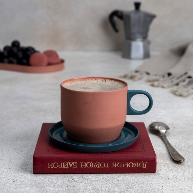 Zeep Naturals | Lydia Collection Modern Conic Coffee/Tea Cup with Saucer | Zeep Naturals brings you handcrafted soaps, organic cotton towels, and artisan kitchen essentials — all inspired by nature. Discover simple, sustainable living with products designed to soothe your senses and your home.