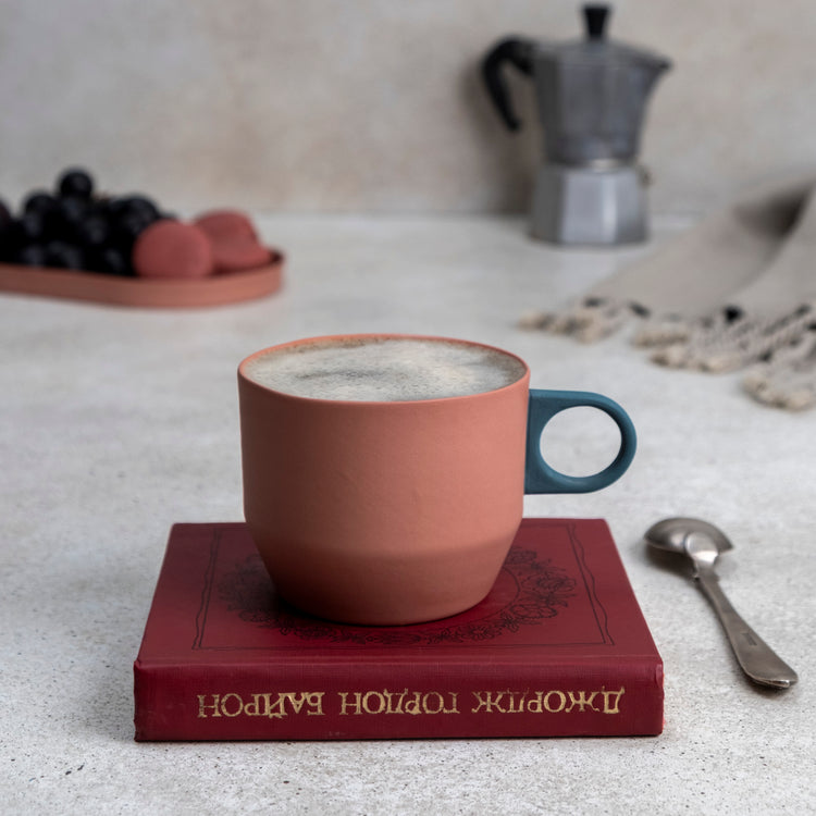 Zeep Naturals | Lydia Collection Modern Conic Coffee/Tea Cup Blush Teal | Zeep Naturals brings you handcrafted soaps, organic cotton towels, and artisan kitchen essentials — all inspired by nature. Discover simple, sustainable living with products designed to soothe your senses and your home.