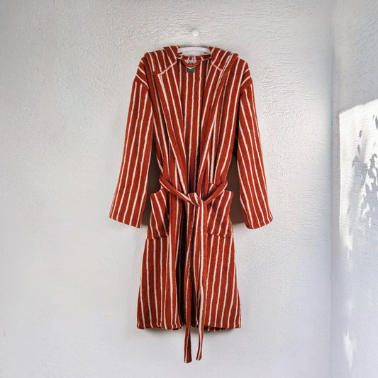 Zeep Naturals | Aegean Collection Sienna Spice Striped Bathrobes | Zeep Naturals brings you handcrafted soaps, organic cotton towels, and artisan kitchen essentials — all inspired by nature. Discover simple, sustainable living with products designed to soothe your senses and your home.