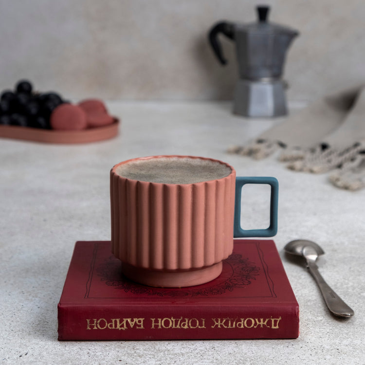 Zeep Naturals | Lydia Collection Modern Ribbed Coffee/Tea Cup Blush Teal | Zeep Naturals brings you handcrafted soaps, organic cotton towels, and artisan kitchen essentials — all inspired by nature. Discover simple, sustainable living with products designed to soothe your senses and your home.