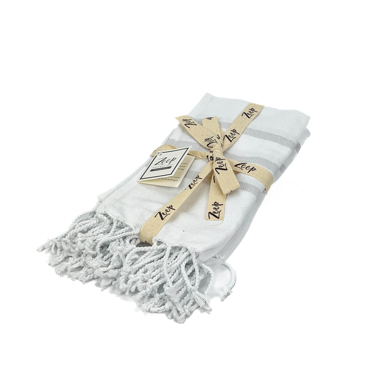 Zeep Naturals | Hand / Dish Towels 3 Stripe White | Zeep Naturals brings you handcrafted soaps, organic cotton towels, and artisan kitchen essentials — all inspired by nature. Discover simple, sustainable living with products designed to soothe your senses and your home.