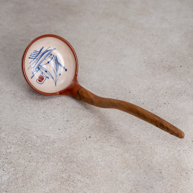 Zeep Naturals | Troy Collection Ceramic Ladle with Wooden Handle | Zeep Naturals brings you handcrafted soaps, organic cotton towels, and artisan kitchen essentials — all inspired by nature. Discover simple, sustainable living with products designed to soothe your senses and your home.