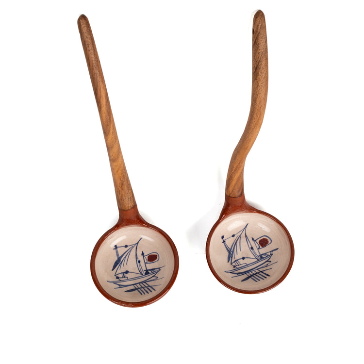 Zeep Naturals | Troy Collection Ceramic Ladle with Wooden Handle | Zeep Naturals brings you handcrafted soaps, organic cotton towels, and artisan kitchen essentials — all inspired by nature. Discover simple, sustainable living with products designed to soothe your senses and your home.