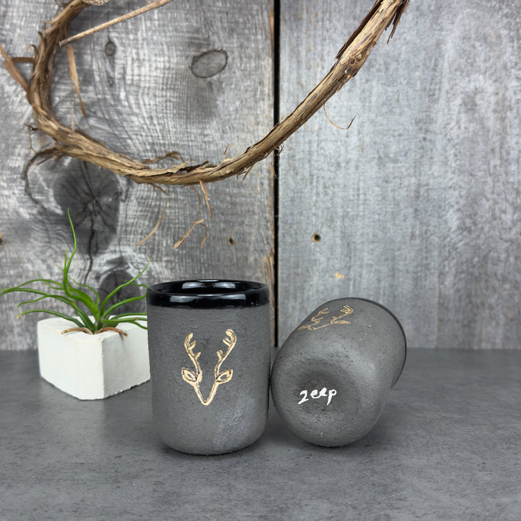 Zeep Naturals | Stoneware Handmade Espresso Cup No Handle | Deer | Zeep Naturals brings you handcrafted soaps, organic cotton towels, and artisan kitchen essentials — all inspired by nature. Discover simple, sustainable living with products designed to soothe your senses and your home.