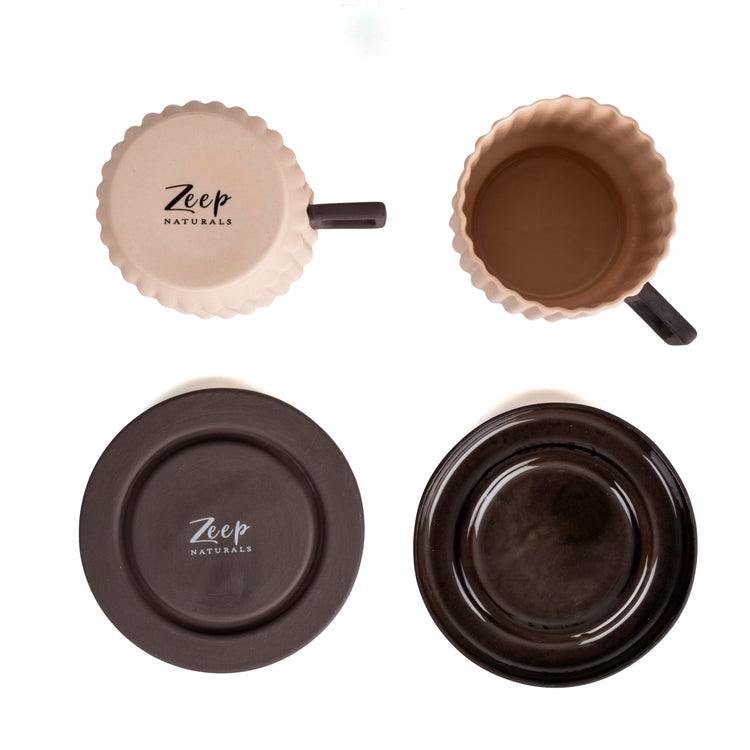 Zeep Naturals | Lydia Collection Modern Ribbed Coffee/Tea Cup with Saucer | Zeep Naturals brings you handcrafted soaps, organic cotton towels, and artisan kitchen essentials — all inspired by nature. Discover simple, sustainable living with products designed to soothe your senses and your home.