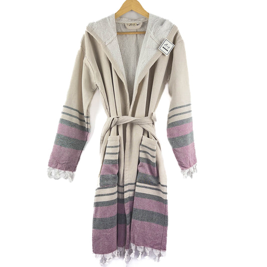 Zeep Naturals | Farmhouse Bathrobes Natural Black and Burgundy Stripe | Zeep Naturals brings you handcrafted soaps, organic cotton towels, and artisan kitchen essentials — all inspired by nature. Discover simple, sustainable living with products designed to soothe your senses and your home.