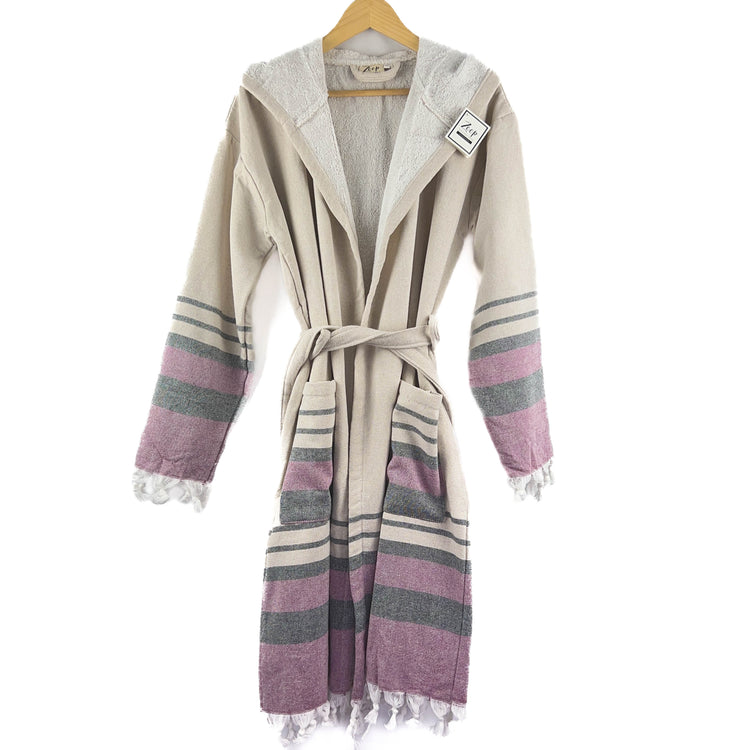 Zeep Naturals | Farmhouse Bathrobes Natural Black and Burgundy Stripe | Zeep Naturals brings you handcrafted soaps, organic cotton towels, and artisan kitchen essentials — all inspired by nature. Discover simple, sustainable living with products designed to soothe your senses and your home.
