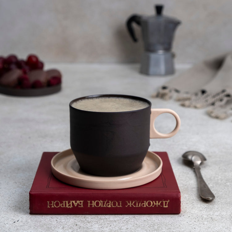 Zeep Naturals | Lydia Collection Modern Conic Coffee/Tea Cup with Saucer | Zeep Naturals brings you handcrafted soaps, organic cotton towels, and artisan kitchen essentials — all inspired by nature. Discover simple, sustainable living with products designed to soothe your senses and your home.