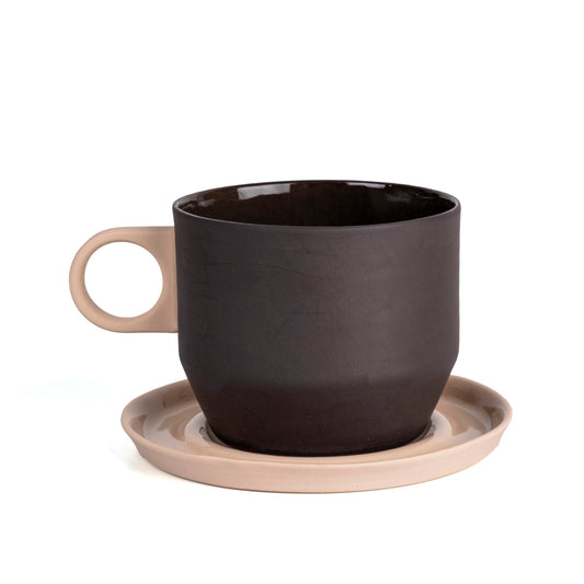 Zeep Naturals | Lydia Collection Modern Conic Coffee/Tea Cup with Saucer Smoke & Crema | Zeep Naturals brings you handcrafted soaps, organic cotton towels, and artisan kitchen essentials — all inspired by nature. Discover simple, sustainable living with products designed to soothe your senses and your home.