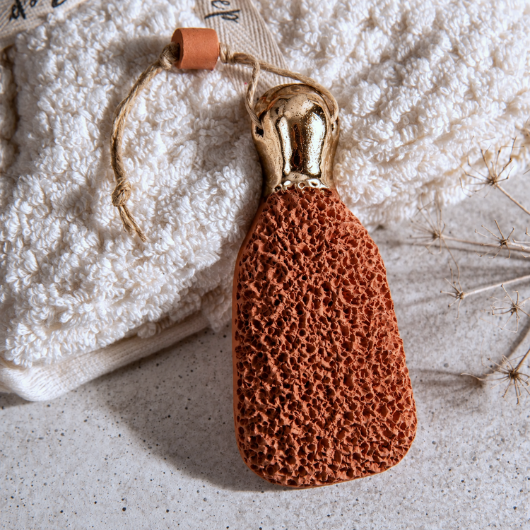 Zeep Naturals | Terracotta Foot Exfoliator Gold | Zeep Naturals brings you handcrafted soaps, organic cotton towels, and artisan kitchen essentials — all inspired by nature. Discover simple, sustainable living with products designed to soothe your senses and your home.