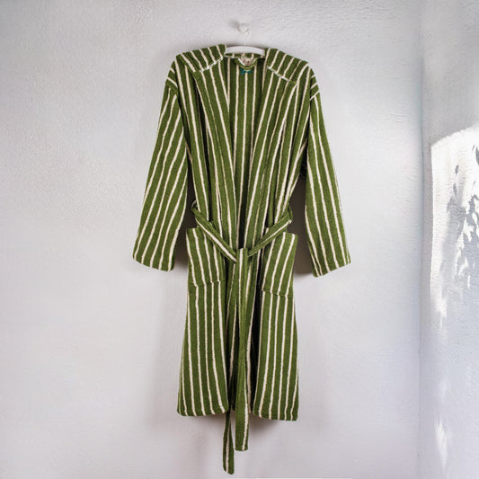 Zeep Naturals | Aegean Collection Aegean Olive Striped Bathrobes | Zeep Naturals brings you handcrafted soaps, organic cotton towels, and artisan kitchen essentials — all inspired by nature. Discover simple, sustainable living with products designed to soothe your senses and your home.