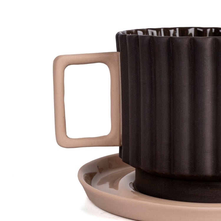 Zeep Naturals | Lydia Collection Modern Ribbed Coffee/Tea Cup with Saucer | Zeep Naturals brings you handcrafted soaps, organic cotton towels, and artisan kitchen essentials — all inspired by nature. Discover simple, sustainable living with products designed to soothe your senses and your home.