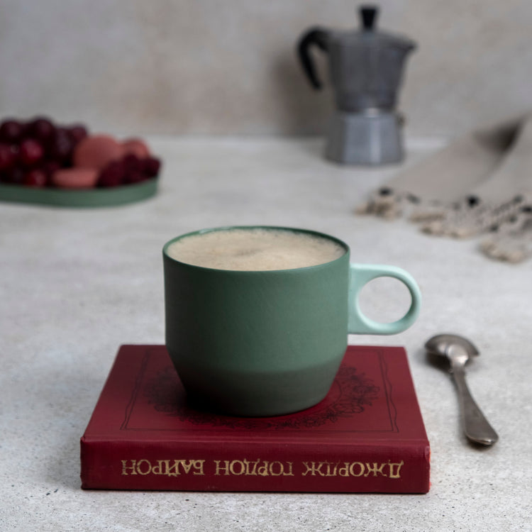 Zeep Naturals | Lydia Collection Modern Conic Coffee/Tea Cup Sage Fern | Zeep Naturals brings you handcrafted soaps, organic cotton towels, and artisan kitchen essentials — all inspired by nature. Discover simple, sustainable living with products designed to soothe your senses and your home.