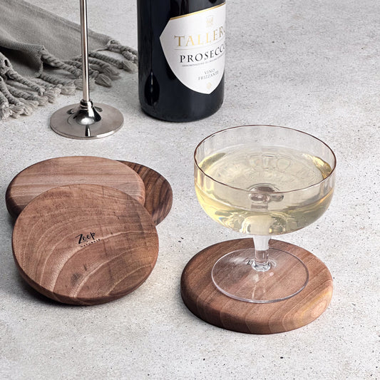 Zeep Naturals | Carya Collection Walnut Coaster Set (4 Pieces) | Zeep Naturals brings you handcrafted soaps, organic cotton towels, and artisan kitchen essentials — all inspired by nature. Discover simple, sustainable living with products designed to soothe your senses and your home.