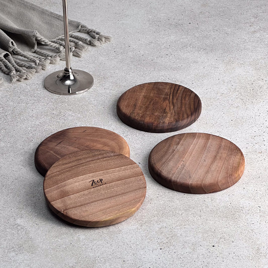 Zeep Naturals | Carya Collection Walnut Coaster Set (4 Pieces) | Zeep Naturals brings you handcrafted soaps, organic cotton towels, and artisan kitchen essentials — all inspired by nature. Discover simple, sustainable living with products designed to soothe your senses and your home.