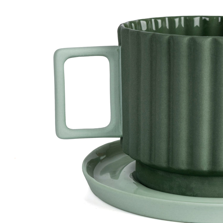 Zeep Naturals | Lydia Collection Modern Ribbed Coffee/Tea Cup with Saucer | Zeep Naturals brings you handcrafted soaps, organic cotton towels, and artisan kitchen essentials — all inspired by nature. Discover simple, sustainable living with products designed to soothe your senses and your home.