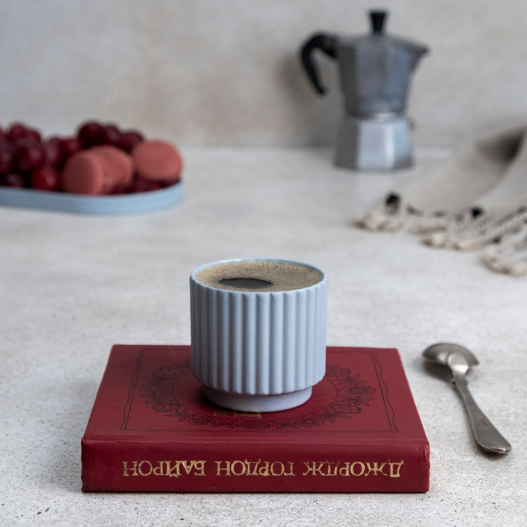 Zeep Naturals | Lydia Collection Modern Ribbed Espresso Cup | Zeep Naturals brings you handcrafted soaps, organic cotton towels, and artisan kitchen essentials — all inspired by nature. Discover simple, sustainable living with products designed to soothe your senses and your home.