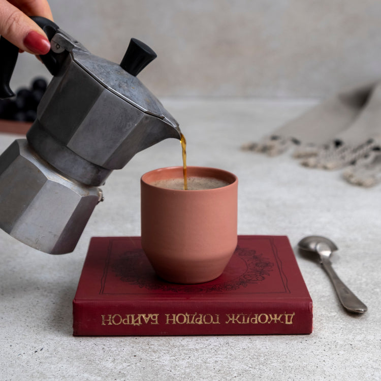 Zeep Naturals | Lydia Collection Modern Conic Espresso Cup Blush | Zeep Naturals brings you handcrafted soaps, organic cotton towels, and artisan kitchen essentials — all inspired by nature. Discover simple, sustainable living with products designed to soothe your senses and your home.