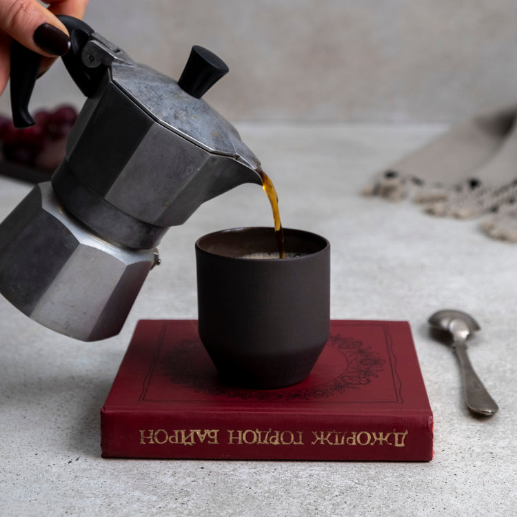 Zeep Naturals | Lydia Collection Modern Conic Espresso Cup Smoke | Zeep Naturals brings you handcrafted soaps, organic cotton towels, and artisan kitchen essentials — all inspired by nature. Discover simple, sustainable living with products designed to soothe your senses and your home.