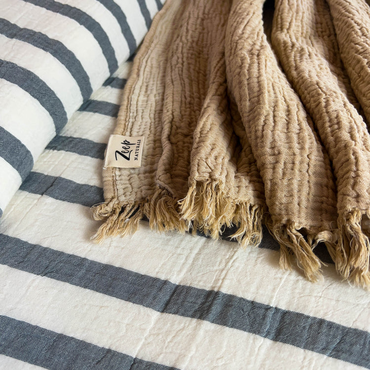 Zeep Naturals | Muslin Cotton Bedspreads/Blankets Beige | Zeep Naturals brings you handcrafted soaps, organic cotton towels, and artisan kitchen essentials — all inspired by nature. Discover simple, sustainable living with products designed to soothe your senses and your home.