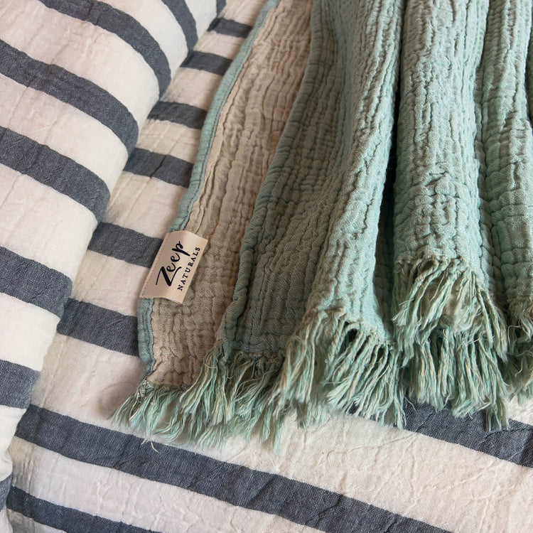 Zeep Naturals | Muslin Cotton Bedspreads/Blankets Mint | Zeep Naturals brings you handcrafted soaps, organic cotton towels, and artisan kitchen essentials — all inspired by nature. Discover simple, sustainable living with products designed to soothe your senses and your home.