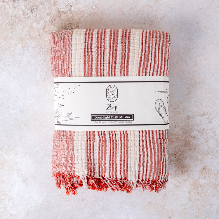 Zeep Naturals | Muslin Collection Loomlight Drift Muslin Towels Terra Clay | Zeep Naturals brings you handcrafted soaps, organic cotton towels, and artisan kitchen essentials — all inspired by nature. Discover simple, sustainable living with products designed to soothe your senses and your home.