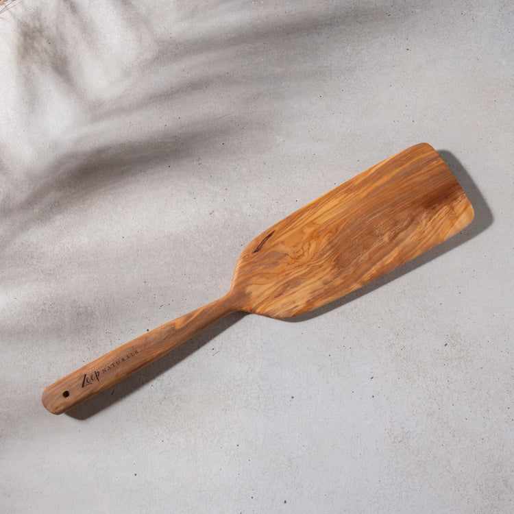 Zeep Naturals | Olive Wood Large Spatula | Zeep Naturals brings you handcrafted soaps, organic cotton towels, and artisan kitchen essentials — all inspired by nature. Discover simple, sustainable living with products designed to soothe your senses and your home.