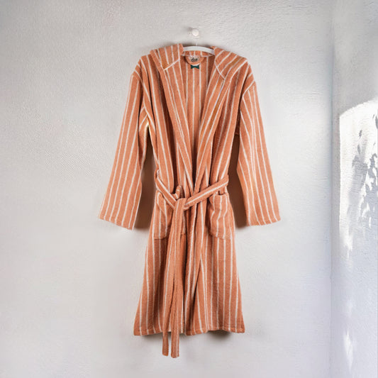 Zeep Naturals | Aegean Collection Almond Cream Striped Bathrobes | Zeep Naturals brings you handcrafted soaps, organic cotton towels, and artisan kitchen essentials — all inspired by nature. Discover simple, sustainable living with products designed to soothe your senses and your home.