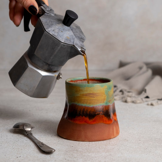 Zeep Naturals | Assos Collection Thumb Pressed Coffee/Tea Cup Sunrise | Zeep Naturals brings you handcrafted soaps, organic cotton towels, and artisan kitchen essentials — all inspired by nature. Discover simple, sustainable living with products designed to soothe your senses and your home.