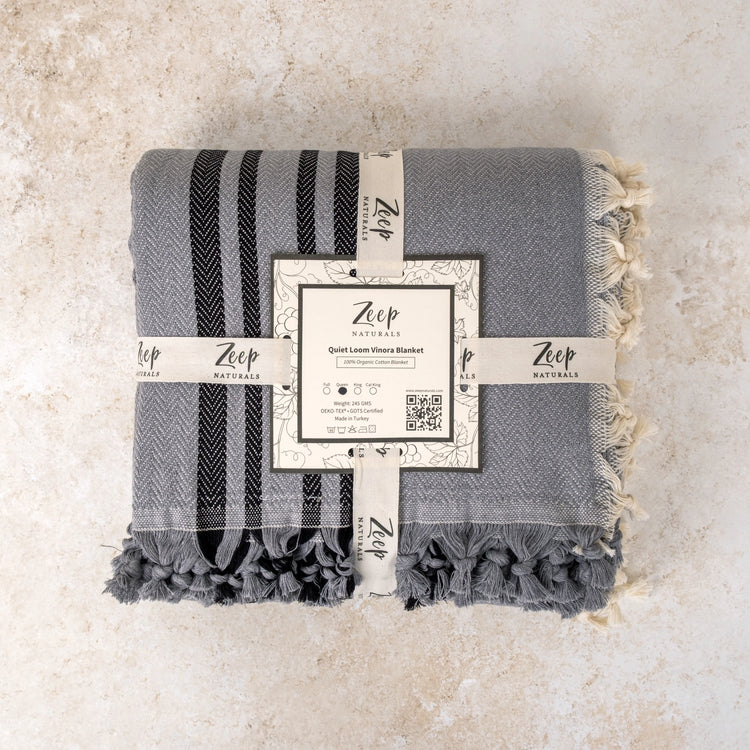 Zeep Naturals | Quiet Loom Vinora Blankets Stone Grey | Zeep Naturals brings you handcrafted soaps, organic cotton towels, and artisan kitchen essentials — all inspired by nature. Discover simple, sustainable living with products designed to soothe your senses and your home.