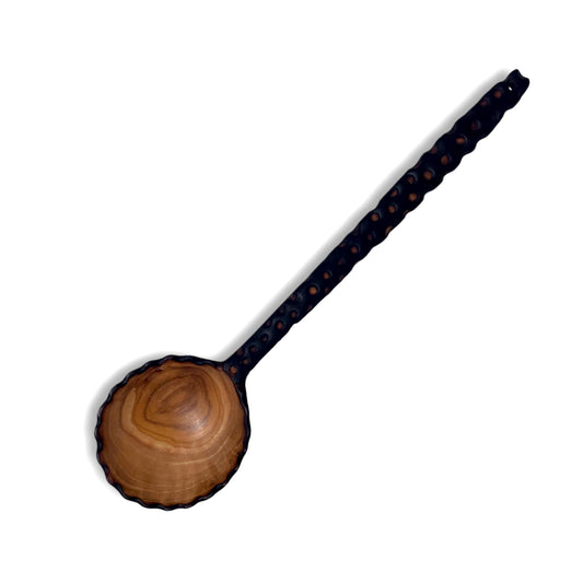 Olive Wood Wabi-Sabi Saw-Toothed Round Spoon (with Grooves on the Handle)