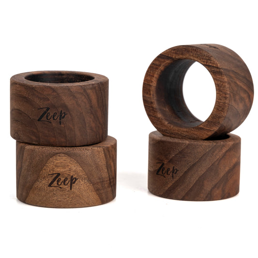 Zeep Naturals | Carya Collection Walnut Napkin Ring Set (4 Pieces) | Zeep Naturals brings you handcrafted soaps, organic cotton towels, and artisan kitchen essentials — all inspired by nature. Discover simple, sustainable living with products designed to soothe your senses and your home.