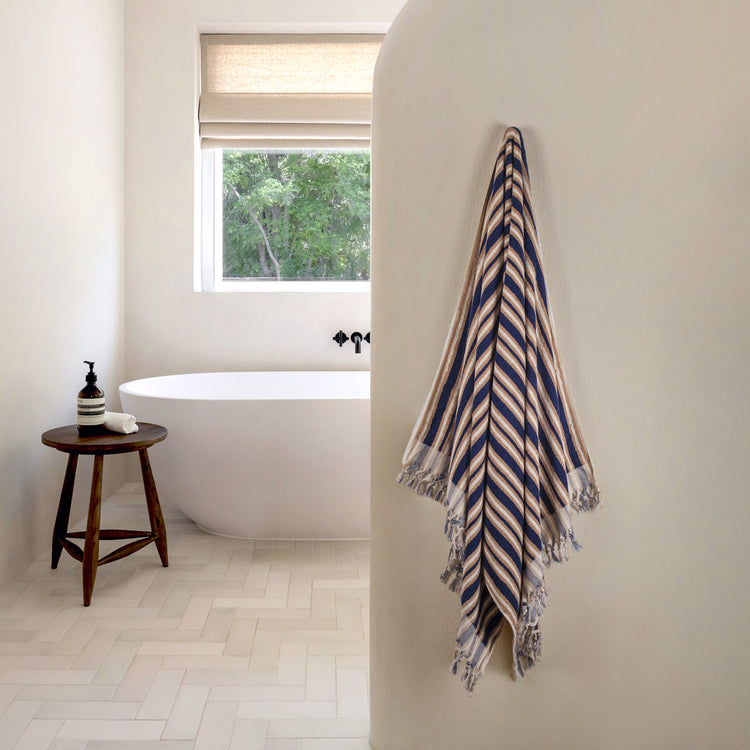 Zeep Naturals | Aegean Collection Striped Bath Towel | Zeep Naturals brings you handcrafted soaps, organic cotton towels, and artisan kitchen essentials — all inspired by nature. Discover simple, sustainable living with products designed to soothe your senses and your home.