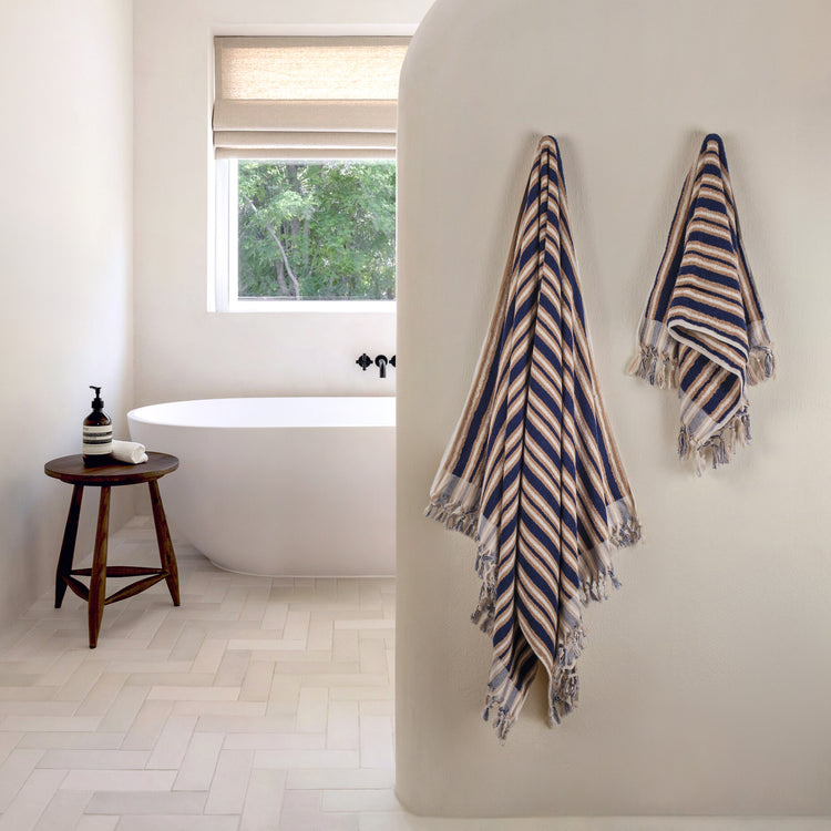 Zeep Naturals | Aegean Collection Striped Bath Towel | Zeep Naturals brings you handcrafted soaps, organic cotton towels, and artisan kitchen essentials — all inspired by nature. Discover simple, sustainable living with products designed to soothe your senses and your home.