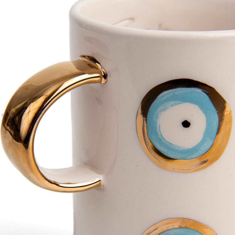 Zeep Naturals | White Ceramic Evil Eye Coffee/Tea Cups | Zeep Naturals brings you handcrafted soaps, organic cotton towels, and artisan kitchen essentials — all inspired by nature. Discover simple, sustainable living with products designed to soothe your senses and your home.