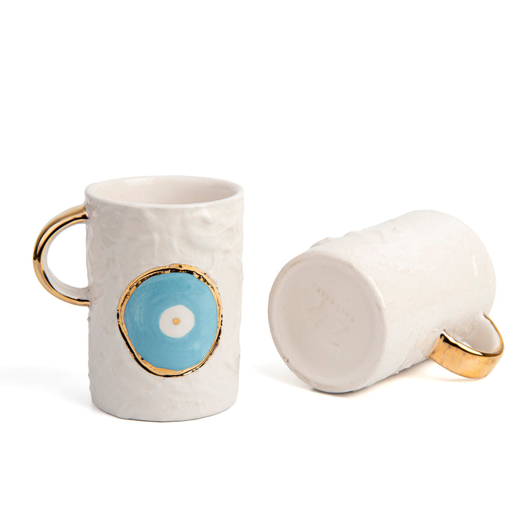 Zeep Naturals | White Ceramic Coffee/Tea Cup | Eternal Eye | Zeep Naturals brings you handcrafted soaps, organic cotton towels, and artisan kitchen essentials — all inspired by nature. Discover simple, sustainable living with products designed to soothe your senses and your home.