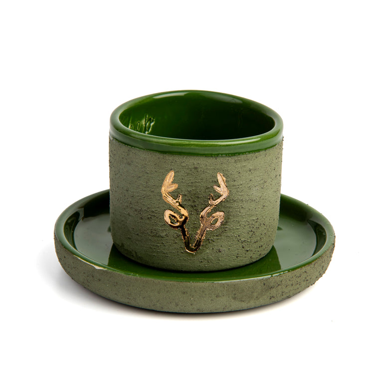Zeep Naturals | Stoneware Handmade 2-Piece Espresso Cup | Deer Deer | Zeep Naturals brings you handcrafted soaps, organic cotton towels, and artisan kitchen essentials — all inspired by nature. Discover simple, sustainable living with products designed to soothe your senses and your home.