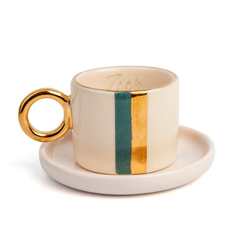 Zeep Naturals | Ceramic Handmade 2-Piece Standart Espresso Cup | Modern Stripe Modern Stripe | Zeep Naturals brings you handcrafted soaps, organic cotton towels, and artisan kitchen essentials — all inspired by nature. Discover simple, sustainable living with products designed to soothe your senses and your home.