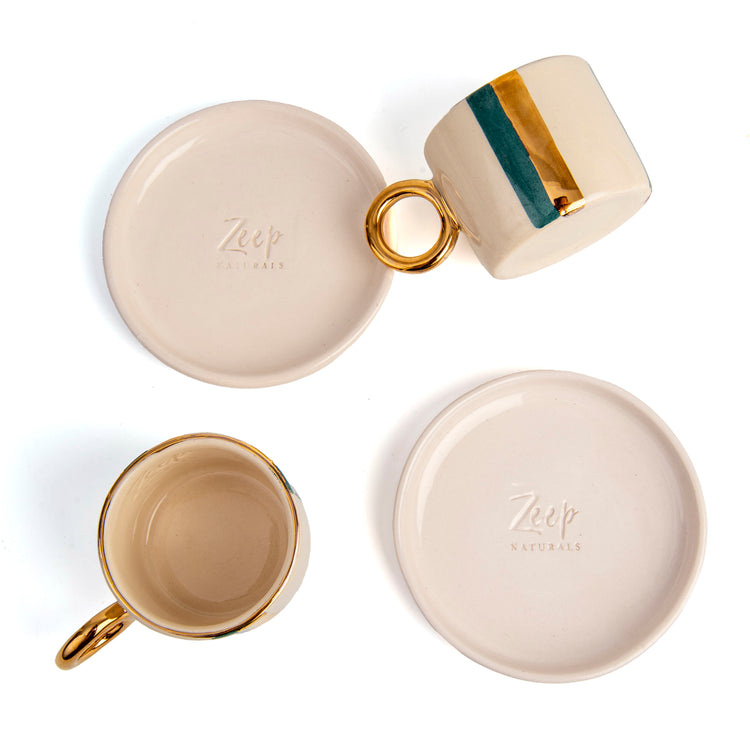 Zeep Naturals | Ceramic Handmade 2-Piece Standart Espresso Cup | Modern Stripe | Zeep Naturals brings you handcrafted soaps, organic cotton towels, and artisan kitchen essentials — all inspired by nature. Discover simple, sustainable living with products designed to soothe your senses and your home.