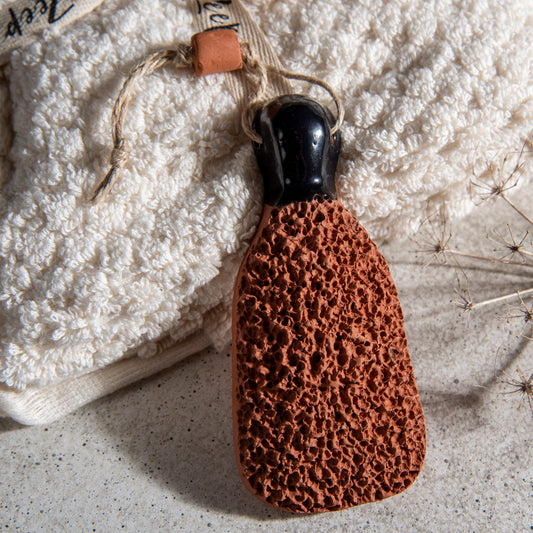 Zeep Naturals | Terracotta Foot Exfoliator Black | Zeep Naturals brings you handcrafted soaps, organic cotton towels, and artisan kitchen essentials — all inspired by nature. Discover simple, sustainable living with products designed to soothe your senses and your home.