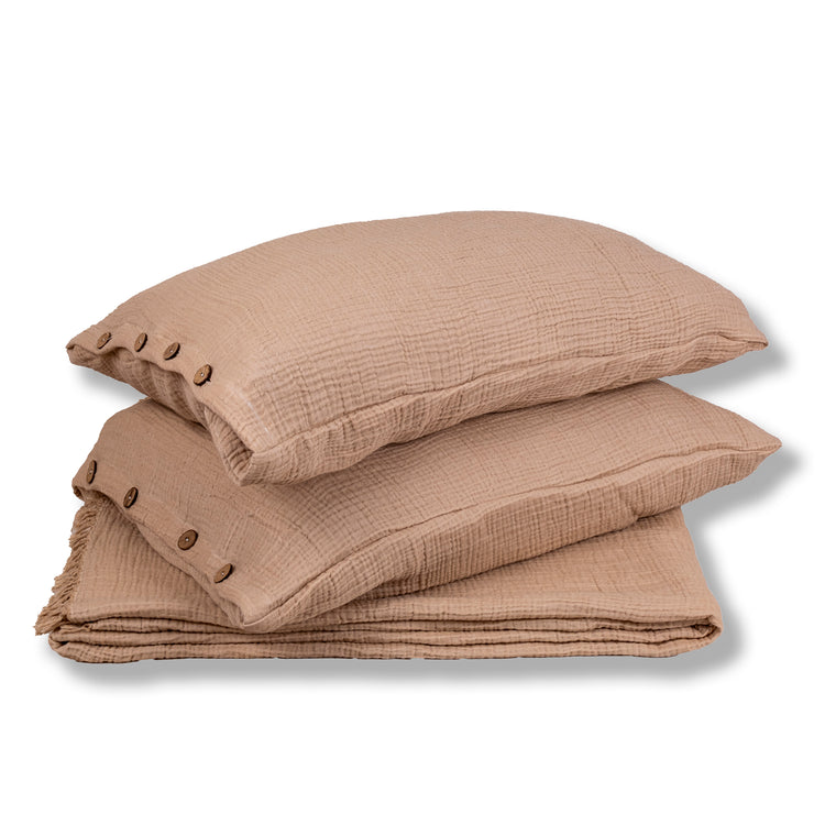 Zeep Naturals | Muslin Cloud Core Coverlet Sets Cloud Sand Beige | Zeep Naturals brings you handcrafted soaps, organic cotton towels, and artisan kitchen essentials — all inspired by nature. Discover simple, sustainable living with products designed to soothe your senses and your home.