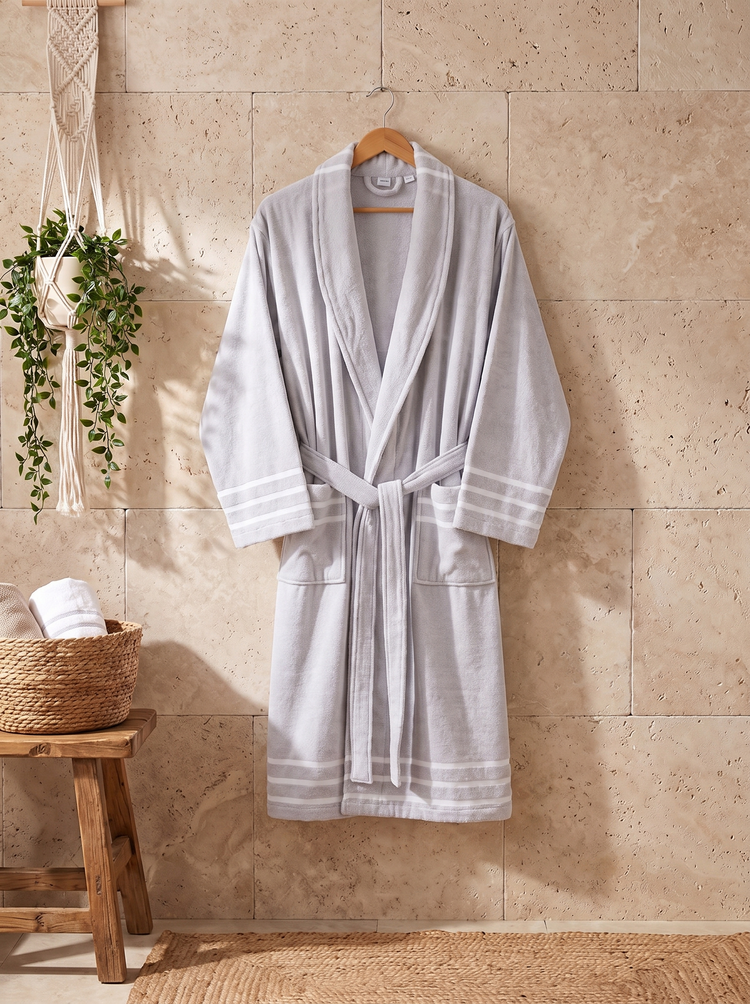 Arden Lounging Robes - Stone Stripe - 01Gri Bornoz04