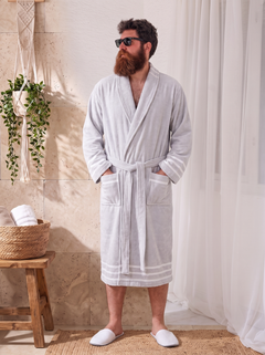 Arden Lounging Robes - Stone Stripe - 01Gri Bornoz06
