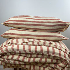 Zeep Naturals | Thick Striped Muslin Duvet/Comforter Sets Terra-cotta | Zeep Naturals brings you handcrafted soaps, organic cotton towels, and artisan kitchen essentials — all inspired by nature. Discover simple, sustainable living with products designed to soothe your senses and your home.