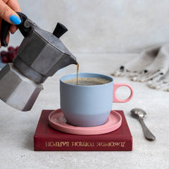 Zeep Naturals | Lydia Collection Modern Conic Coffee/Tea Cup with Saucer Mistral Pink | Zeep Naturals brings you handcrafted soaps, organic cotton towels, and artisan kitchen essentials — all inspired by nature. Discover simple, sustainable living with products designed to soothe your senses and your home.