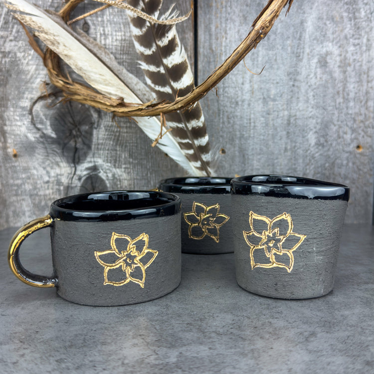 Zeep Naturals | Stoneware Handmade Americano Cups Black Daffodil | Catskills-inspired artisan natural soaps, luxurious Turkish towels, bathrobes, throws, and bedding. Discover handmade coffee cups, milk dispensers, and olive wood kitchen utensils—crafted with care for your home